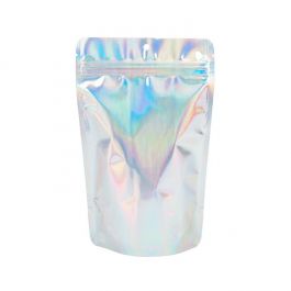 Stå upp påsar Iridescent/Holographic 13x7,9x20,6cm Med hängande hål (25 st) [ZBGH3]