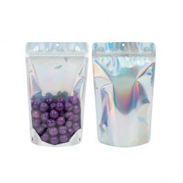 Stå upp påsar Transparent/Iridescent/Holographic 17,1x8,9x28,6cm Med hängande hål (25 st)[ZBGH4C]