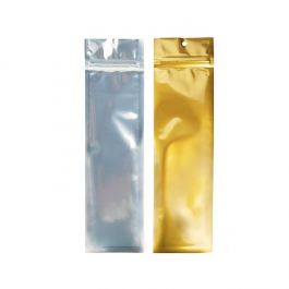 Blixtlåspåsar Transparent/Guld 6,4x22,9 cm (100 st) [HZBB1CG]