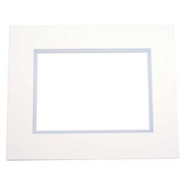 Passepartout Dubbel tjock Elfenben/Ljus Blå 40,6x50,8cm med 27x34,6cm Fönster (10 st) [MD20030]