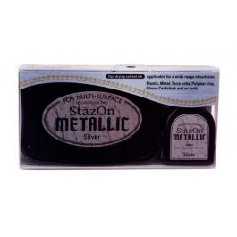 Stämpeldyna Stazon + Påfyllning, Metallisk Silver (1 st) [SZ-000-192]