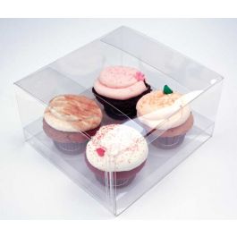 Cupcake lådor för fyra 19,1 x 17,8 x 10,2cm (100 st) [CBS177]