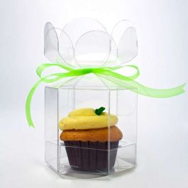 Cupcakeboxar med blomma för singlar 9,5 x 9,5 x 10,2 cm (100 st) [CBS212]