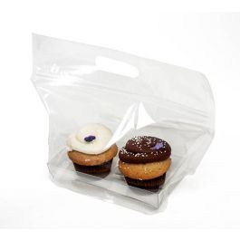 Plastkasse för 2 Cupcakes 27,9x10,3x15,2cm med Zip Stängning (100 st) [CZHB3O]