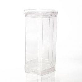 Kristallklart popup-rör. Hexagonformad 8,9 x 7,9 x 15,2 cm (25 st) [CTHS36].