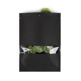 Kraftpåsar svarta ekofiendly 15,2x22,9 cm förslutningsbara med fönster (100 st) [KHS69BKW]