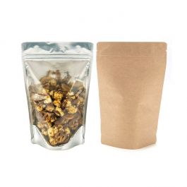 Stå upp påsar Transparent/Kraft 15x9x23cm | 312 gram (100 st) [ZBGK7]