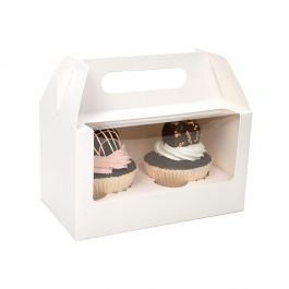 Lådor med dubbla handtag för cupcakes, vita 17,8x10,2x10,2cm (100 uppsättningar) [CBS173W]