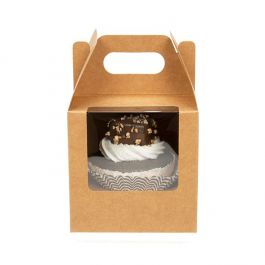 Lådor med handtag för enkel muffinshandtag Kraft 10,2x10,2x10,2cm (100 uppsättningar) [CBS57K]