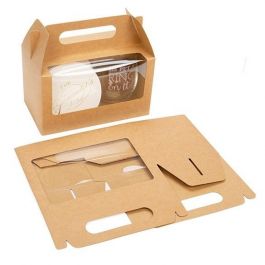 Kraftpapperslåda med handtag 17,8x10,2x10,2 cm med fönster (25 st) [WKRG173]