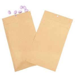 Blixtlåspåsar Kraft hängander 10,2 x 16,5 cm med rivningsknappar (100 st) [HZBB5K]