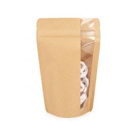 Stå upp påsar w/ Vertical Window Kraft 13x7.9x20.6 cm (100 st) [ZBGV3K]
