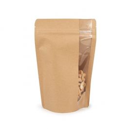 Stå upp påsar w/ Vertical Window Kraft 14.9x8.9x23.2 cm (100 st) [ZBGV7K]