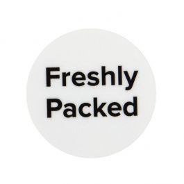 Klistermärken Runda nypackade (vita med svart text) 2,5 cm (1 ark) [LS1FP]
