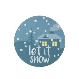 Klistermärken Round Let It Snow (Blå med vit varmstämpel) 3,8 cm (1 ark) [LS1HLIS]