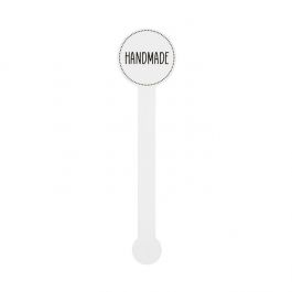 Klistermärken Lollipop Shape Handgjord (vit med svart text) 2,5x10,2 cm (1 ark) [LSLHAND]