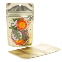 Stå upp påsar Transparent/Mat Guld 7,9x5,1x13cm | 28 gram (100 st) [ZBGMG1]
