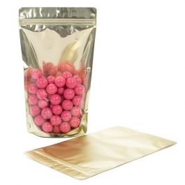 Stå upp påsar Transparent/Mat Guld 17,1x8,9x28,6cm | 340 gram (100 st) [ZBGMG4]