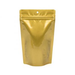 Stå upp påsar Guld 13x7,9x20,6cm Med hängande hål (100 st) [ZBGM3GH]