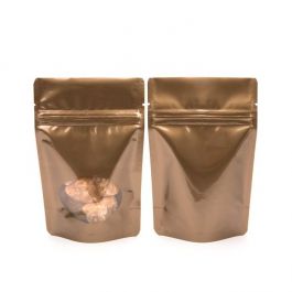 Stå upp påsar Brons med oval Fönster 10x6x15cm | 57 gram (100 st) [ZBGO2BZ]