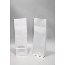 Cellofanpåsar med botten Kraft Vit 10,5x6,5x33cm 80 g/m² och utrustad med 30my OPP Folie Fönster | 1kg (100 st) [PAB1013]