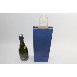 Kraftpåsar för Flaskor Mörkblå 14x8x39cm Kraft Papper 110 g/m (50 st) [PAWF1439DKBL]