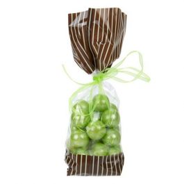 Tryckta Påsar Brun med Kräm Ränder 6,7x4,8x27,3cm med Sidoinvik (100 st) [G2BNC]