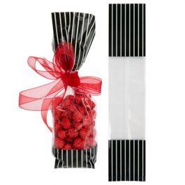 Tryckta Påsar Svart med Kräm Ränder 5,1x4,8x24,1cm med Sidoinvik (100 st) [G1BKC]