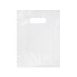 Väska med handtag Vit 2,25 Mil, 20% återvunnet innehåll 22,9x30,5cm (100 st) [H912WT1R]