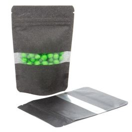 Stå upp påsar Rispapper Svart med Fönster 10,2x6x15,2cm | 57 gram (100 st) [ZBGR2B]