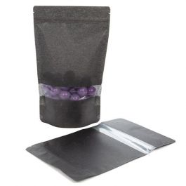 Stå upp påsar Rispapper Svart med Fönster 17,1x8,9x28,6cm | 340 gram (100 st) [ZBGR4B]