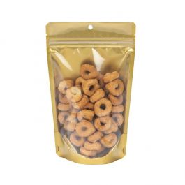 Stå upp påsar Transparent/Gold 13x7,9x20,6cm Med hängande hål (100 st) [ZBGGC3H]