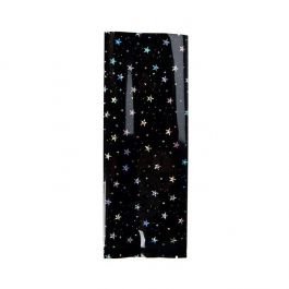 Plastpåsar Svart med holografiska stjärnor 7,6x20,3 cm Förseglingsbar av värme (25 St) [SVP38HB]