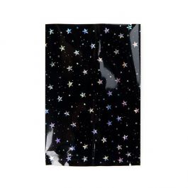 Plastpåsar Svart med holografiska stjärnor 10,2x15,2 cm Förseglingsbar av värme (25 St) [SVP46HB]