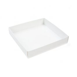 Papperslåda botten matt vit 13x2,5x13,3cm (25 st) [WH357]