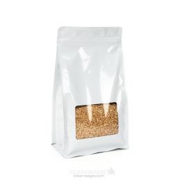 Stå upp påsar Vit med Fönster 12,7x7,6x20,3cm | 113 gram (100 st) [SQMS7W]