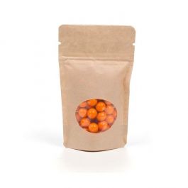 Stå upp påsar Kraft med oval Fönster 8x5x13cm | 28 gram (100 st) [ZBGO1K]