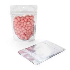 Stå upp påsar Transparent/Svart 10.2x6x15.2cm | 57 gram med upphängningshål (100 st) [ZBGB2H]