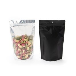Stå upp påsar Transparent/Svart 17x9x28.5cm | 340 gram med upphängningshål (100 st) [ZBGB4H]