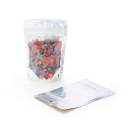 Stå upp påsar Transparent/Gold 9.5x5.7x15.7cm | 57 gram Med hängande hål (100 st) [ZBGG35H]