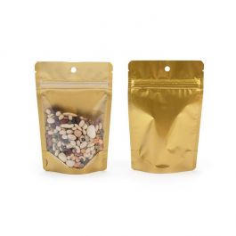 Stå upp påsar Transparent/Gold 10,2x6x15,2cm Med hängande hål (100 st) [ZBGGC2H]