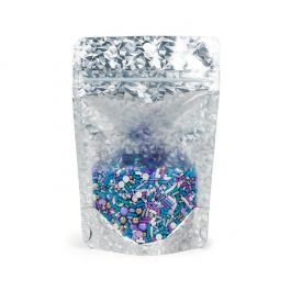 Stå upp påsar Transparant/Holografisk glass 10,2x6x15,2 cm Med upphängningshål (25 St) [ZBGHI2C]