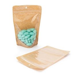 Stå upp påsar Transparent/Kraft 13x8x20.5cm | 113 gram med runt hängande hål (100 st) [ZBGKC3H]