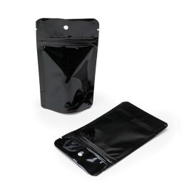 Stå upp påsar Black 10x6x15cm | 57 gram med runt hängande hål (100 st) [ZBGM2BH]