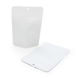 Stå upp påsar Matt White 10.2x6x15.2cm | 57 gram med upphängningshål (100 st) [ZBGM2MWH]