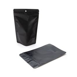 Stå upp påsar Matt Black 13x7x20.5cm | 113 gram med upphängningshål (100 st) [ZBGM3MBH]