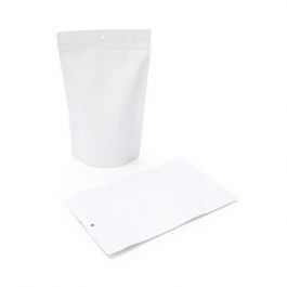 Stå upp påsar Matt White 17x9x28.5cm | 340 gram med upphängningshål (100 st) [ZBGM4MWH]
