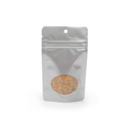 Silver Stå upp påsar med ovalt fönster 8 x 5 x 13 cm + upphängningshål (100 st) [ZBGO1SH]