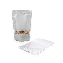 Stå upp påsar Rispapper Silver med Fönster 17,1x8,9x28,6cm | 340 gram (100 st) [ZBGR4S]