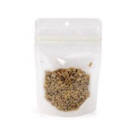 Eco Friendly Stå upp påsar Rispapper Transparent/vit med hängande hål 10,2x6x15,2 cm (100 st) [ZBGRC2CW]